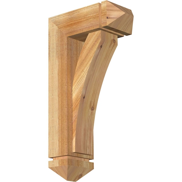 Ekena Millwork Thorton Arts and Crafts Rough Sawn Bracket w/ Offset Brace, Western Red Cedar, 6"W x 14"D x 26"H BKT0604X14X26THR03RWR - main